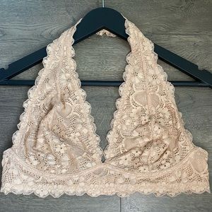 2 for $30 | Free People Intimately | Nude Lace Halter 2 Hook Bralette | Large